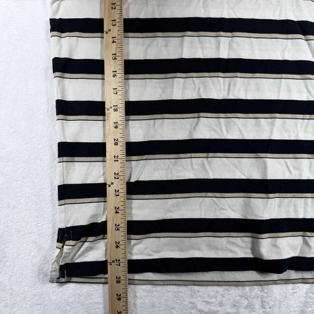 Vintage Golf Polo‎ Ralph Lauren Mens XL White/Black Striped Pony Performance